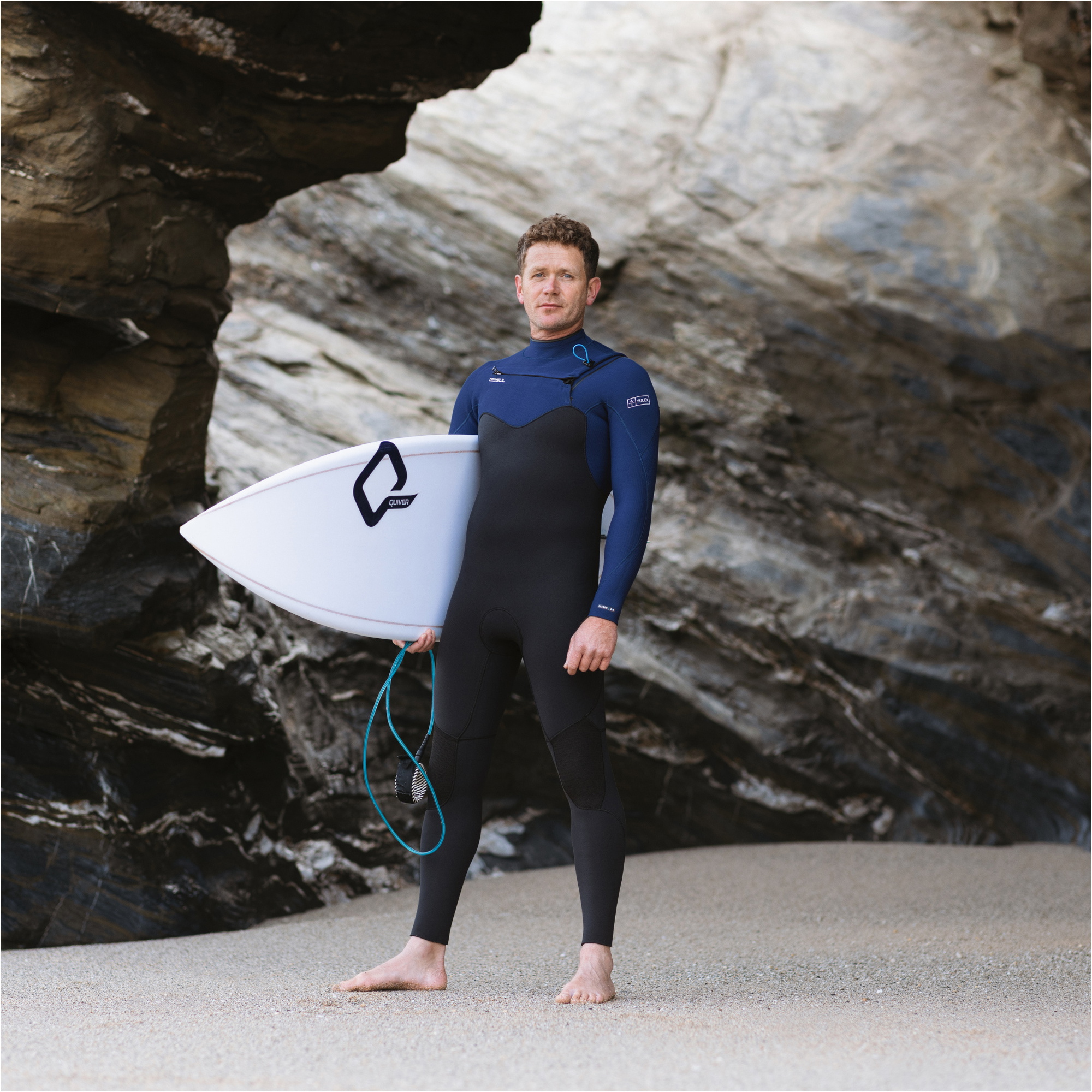 2026 Gul Mens Yulex Flexor 4/3mm Chest Zip Wetsuit FX1220 - Black / Blue